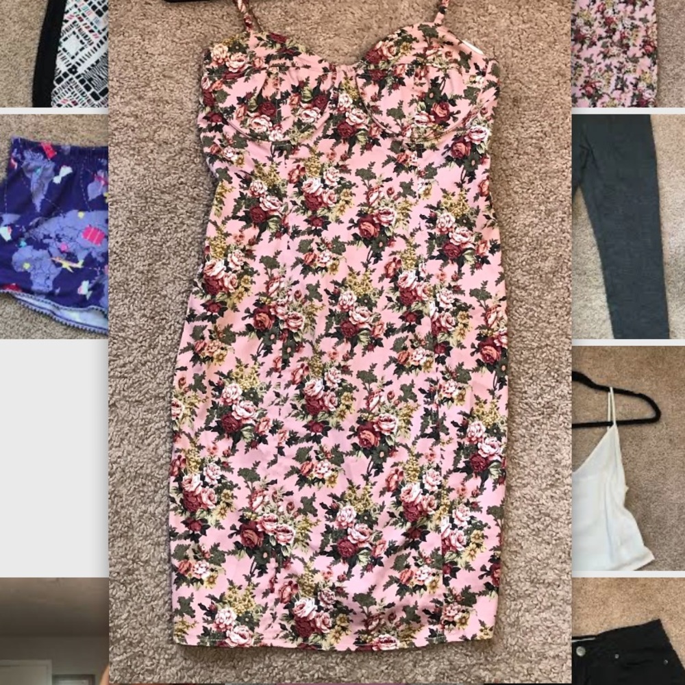 Strapless Midi Floral Dress